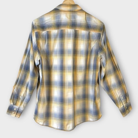 Tommy Bahama Button Up Shirt Men's LARGE 100% Cotton Blue Yellow Plaid - Picture 2 of 8
